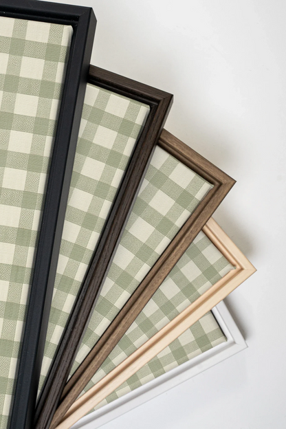 SAGE GINGHAM, Oeuvre sur toile étirée, encadré Naturel Clair