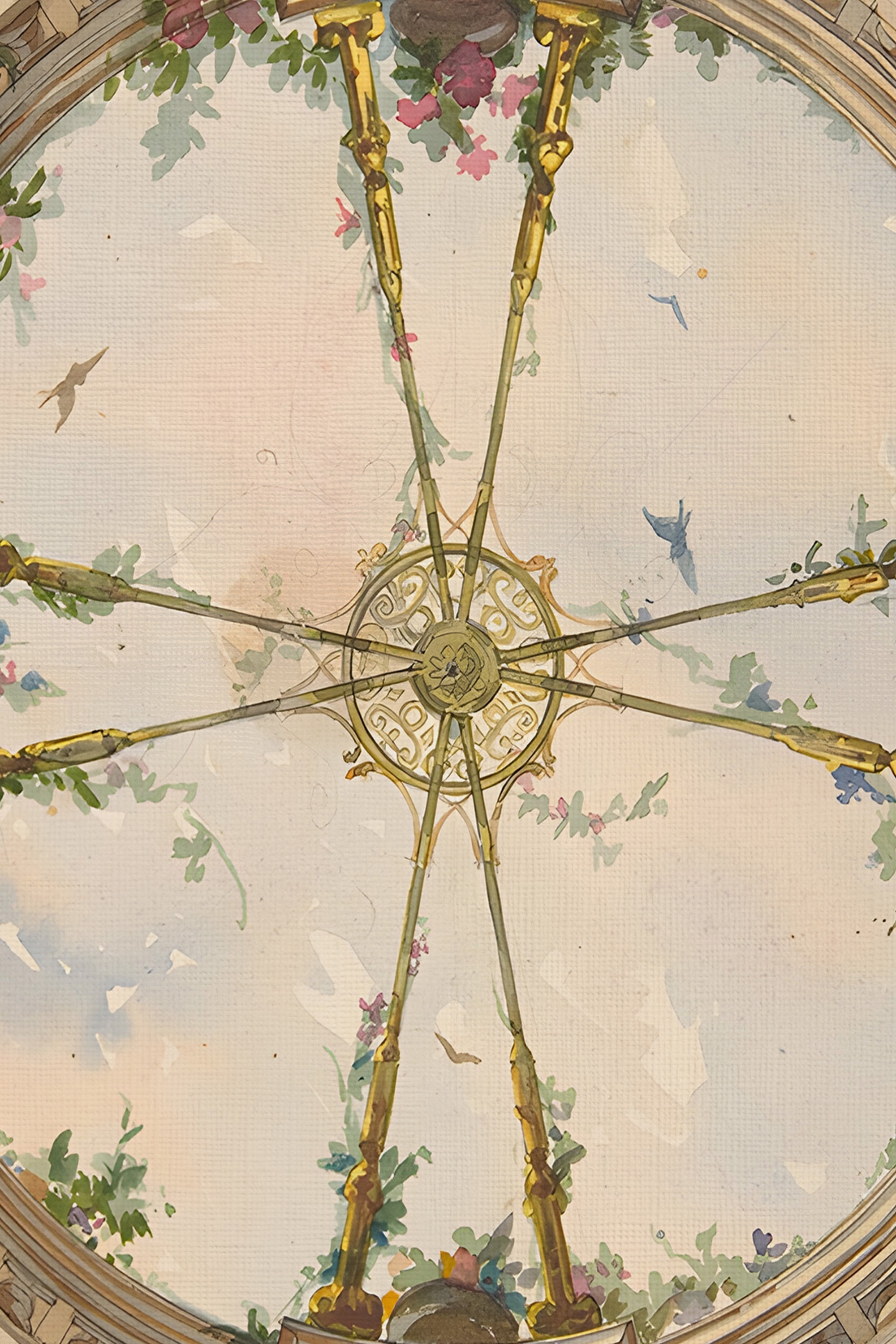 CIEL DE PALAIS, Oeuvre sur toile rigide, encadré Vintage Or