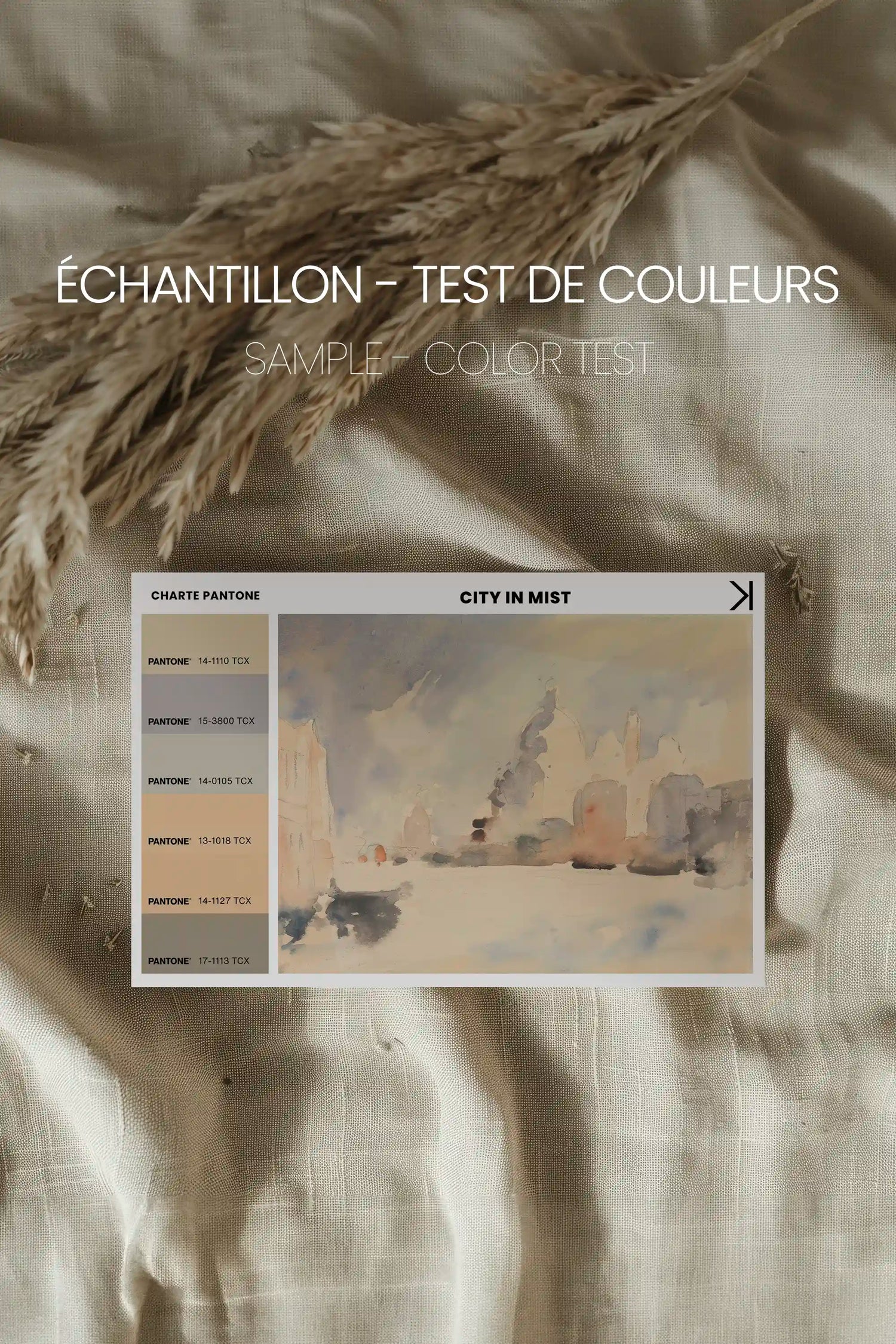 CITY IN MIST, Oeuvre sur toile étirée, encadré Blanc