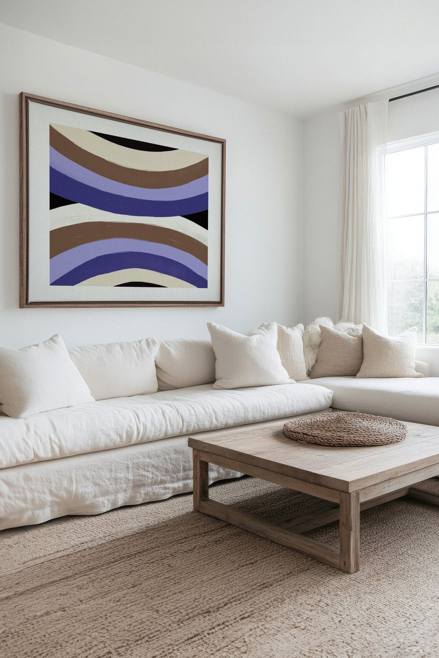 OLEKA CANVAS - FLOW OF SHADES, Oeuvre sur toile étirée, encadré Brun Chêne