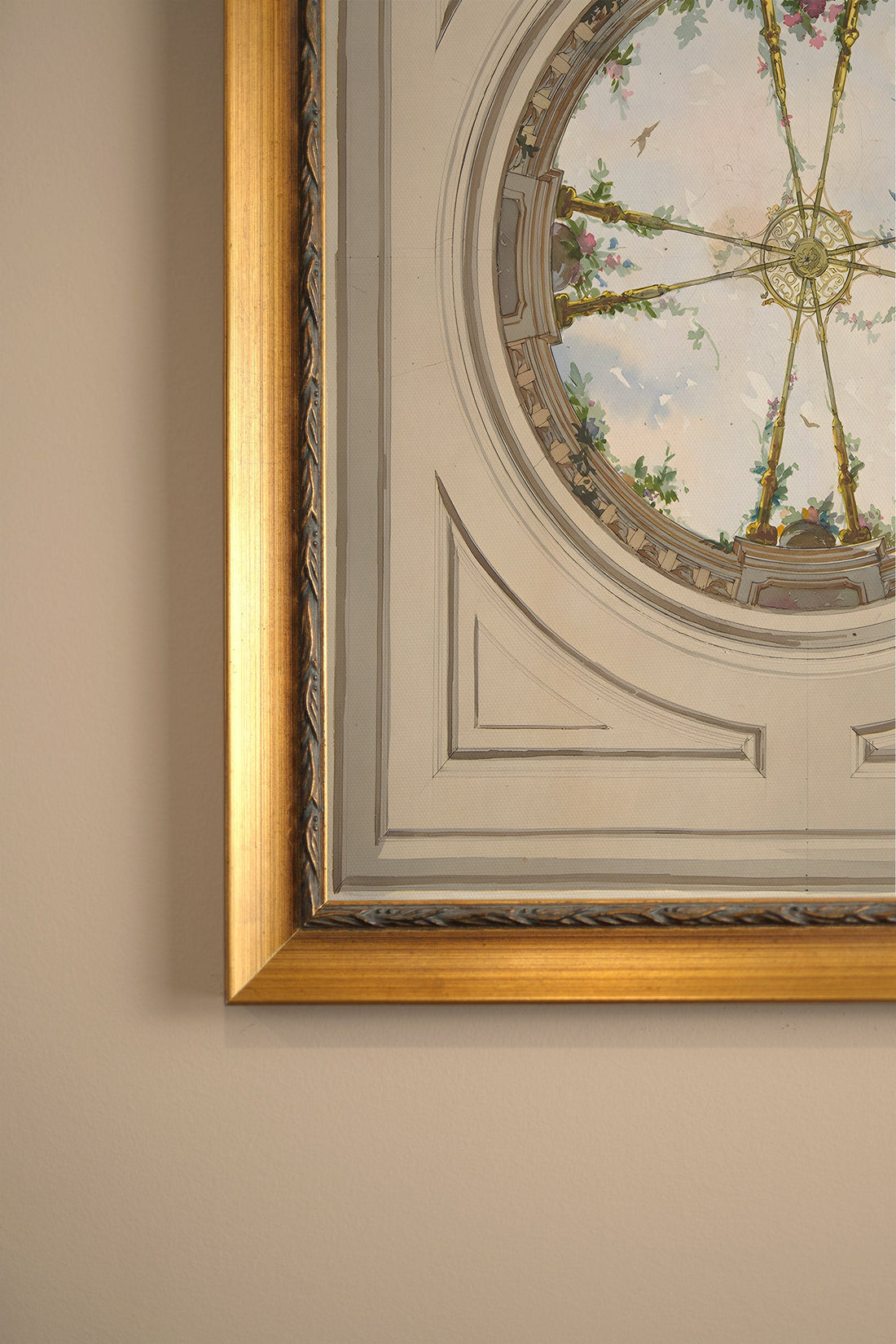 CIEL DE PALAIS, Oeuvre sur toile rigide, encadré Vintage Or