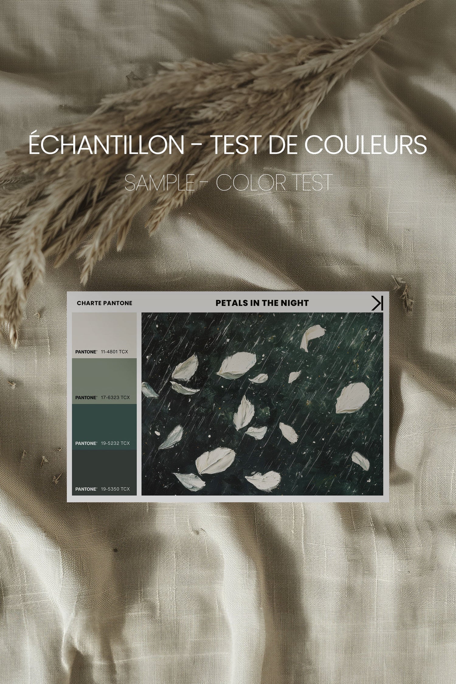 OLEKA CANVAS - PETALS IN THE NIGHT, Oeuvre sur toile étirée, encadré Brun Chêne