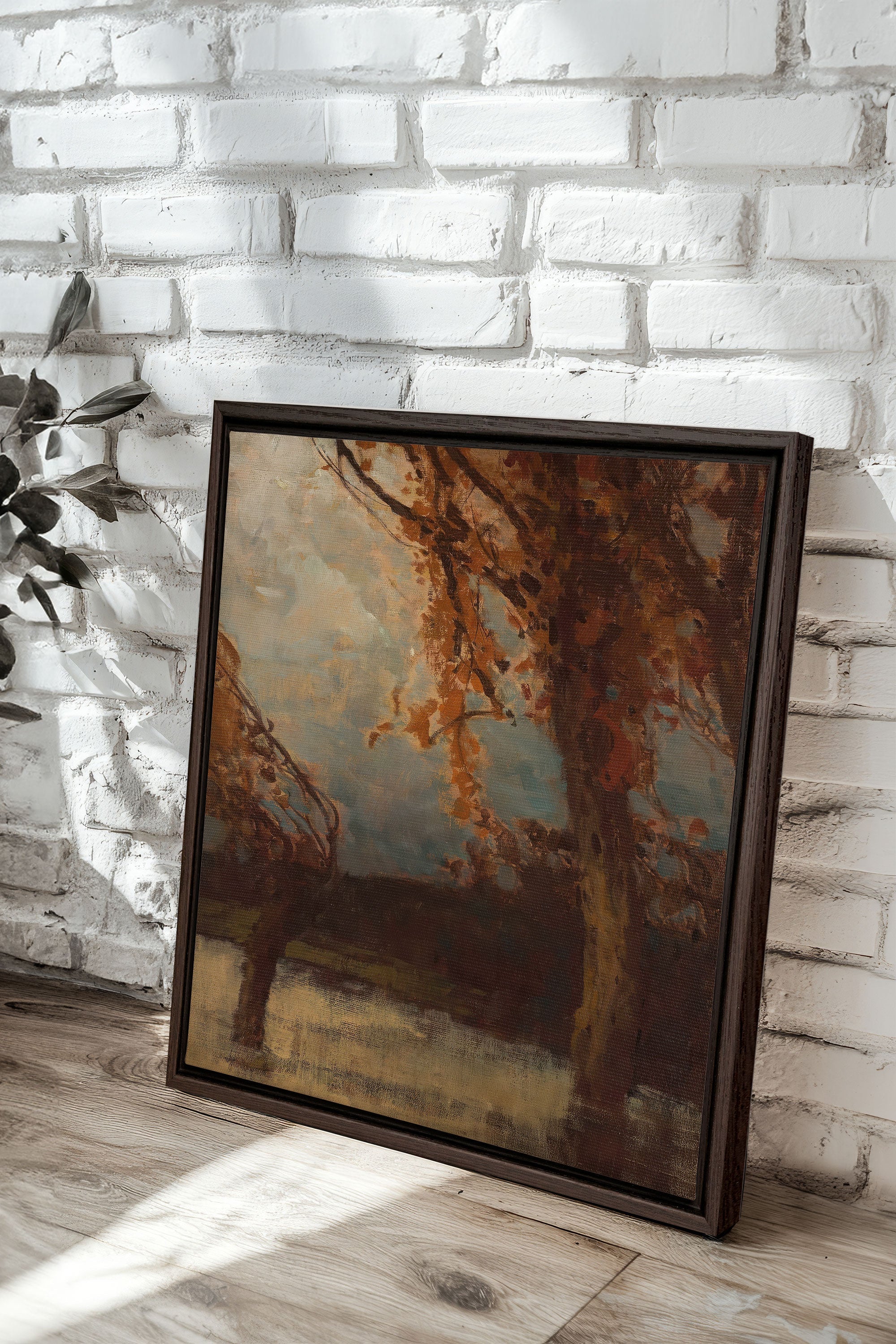 EQUINOX MIST, Oeuvre sur toile étirée, encadré Brun Noyer