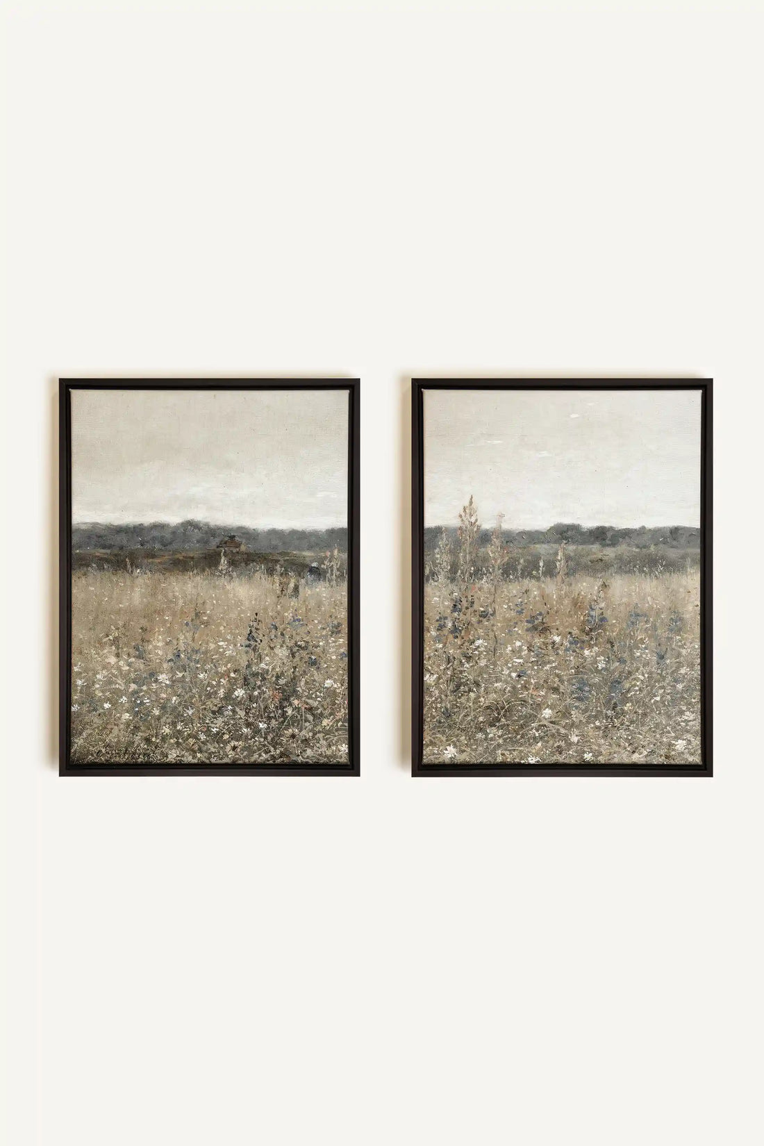 FADED FLORALS DUO, 2 Oeuvres sur toile étirée, encadré Noir
