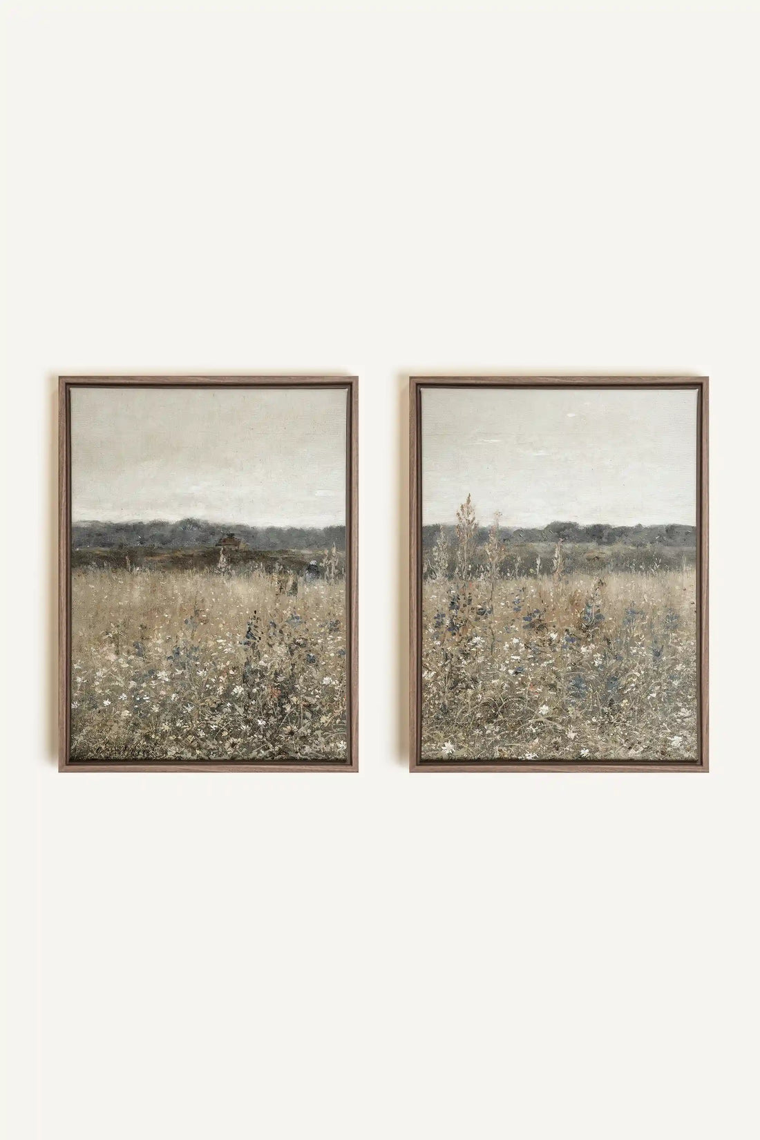 FADED FLORALS DUO, 2 Oeuvres sur toile étirée, encadré Brun Chêne