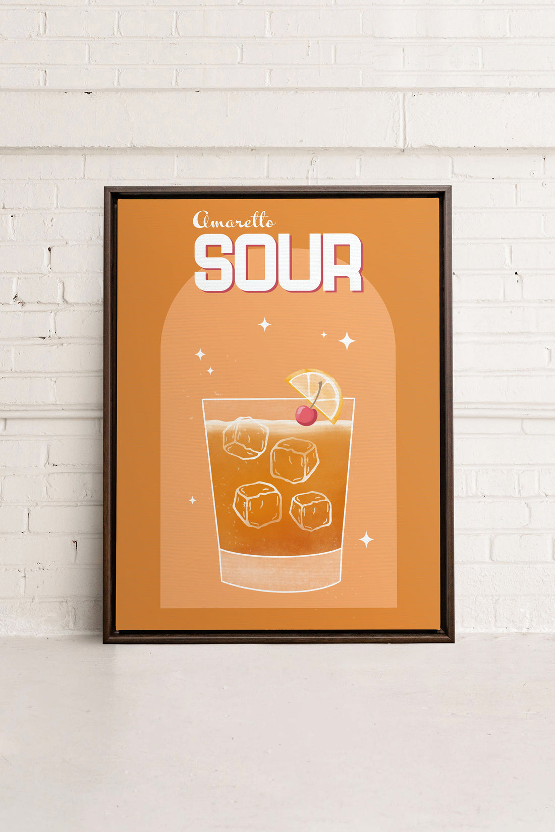 AMARETTO SOUR, Artwork on stretched canvas, framed in Walnut Brown