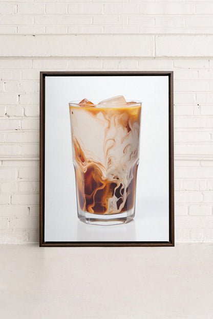 OLEKA CANVAS - ICED COFFEE, Oeuvre sur toile étirée, encadré Brun Noyer