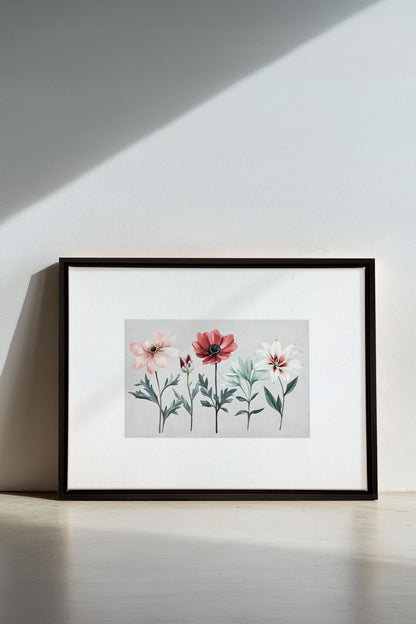OLEKA CANVAS - FLEURS DE SAISON, Oeuvre sur toile étirée, encadré Noir