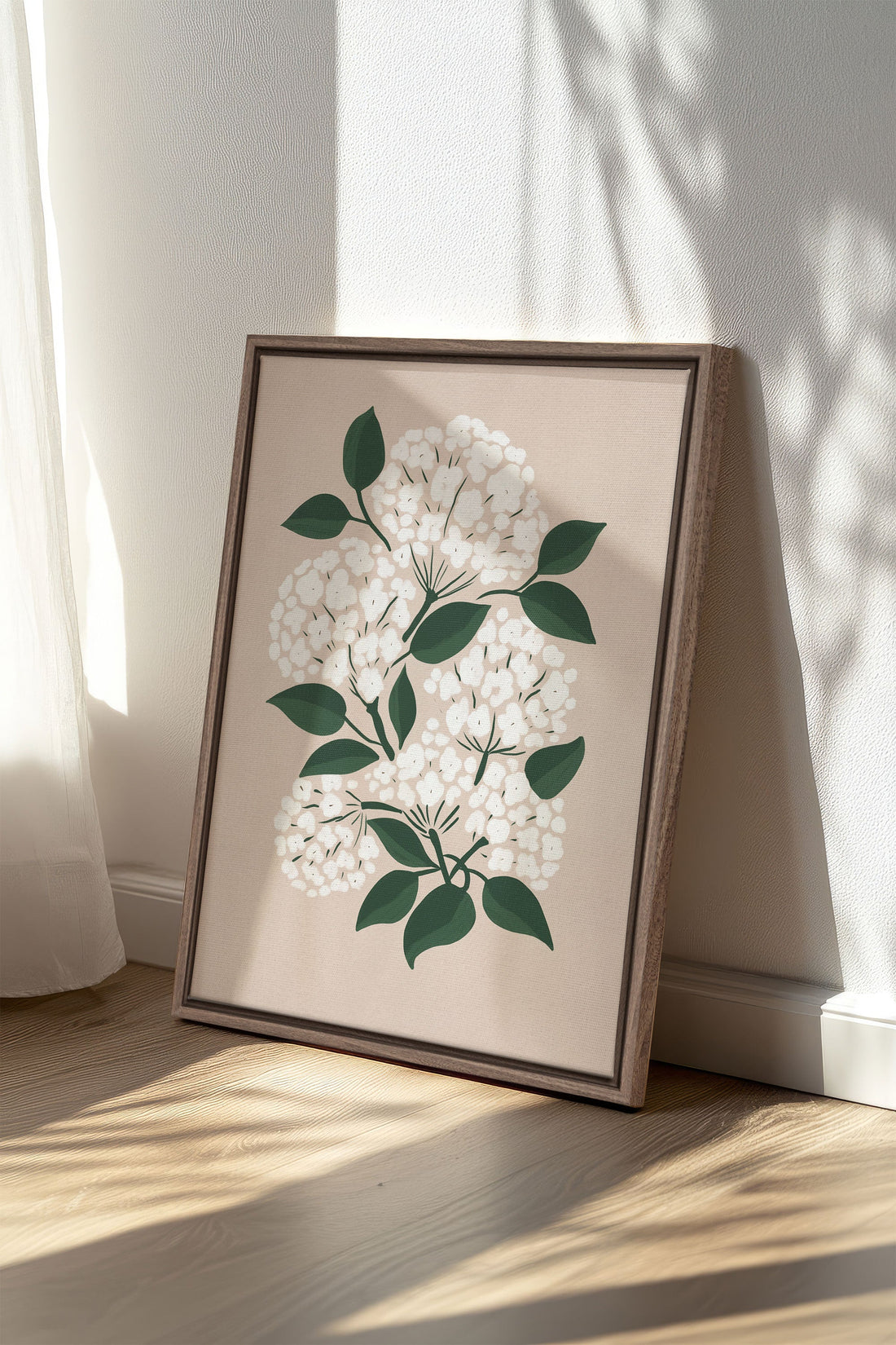 OLEKA CANVAS - BRISE DE FLEURS, Oeuvre sur toile étirée, encadré Brun Chêne