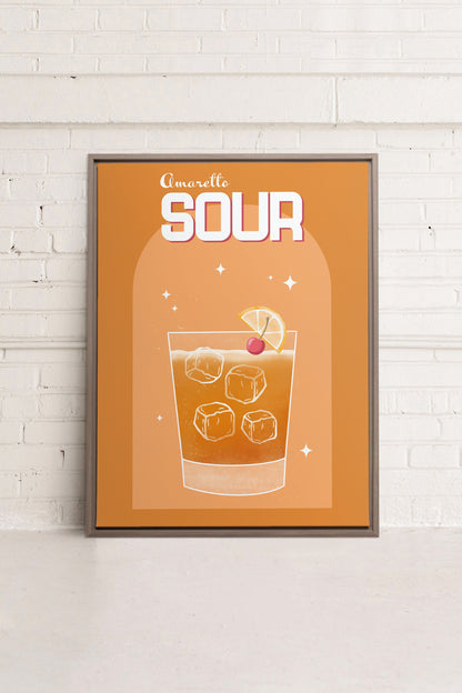 OLEKA CANVAS - AMARETTO SOUR, Oeuvre sur toile étirée, encadré Brun Chêne