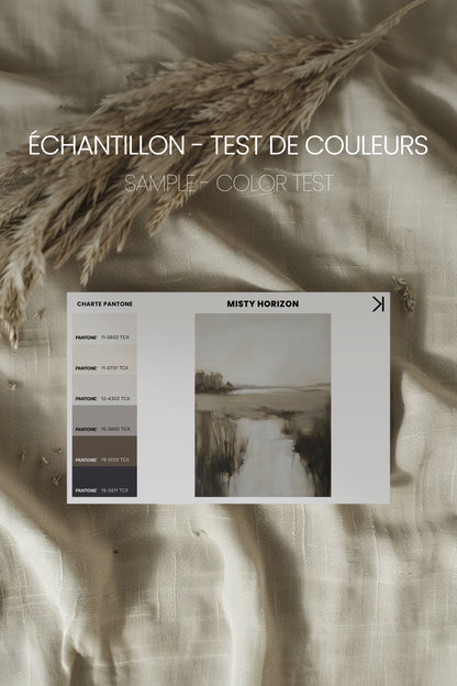 OLEKA CANVAS - MISTY HORIZON, Oeuvre sur toile étirée, encadré Brun Noyer