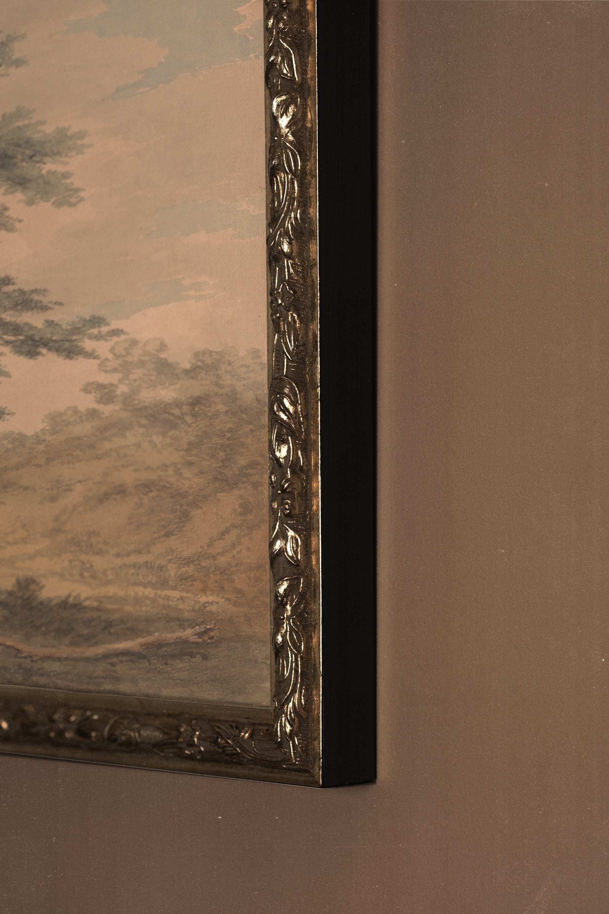 PAYSAGE OUBLIÉ, Oeuvre sur toile rigide, encadré Vintage Argent
