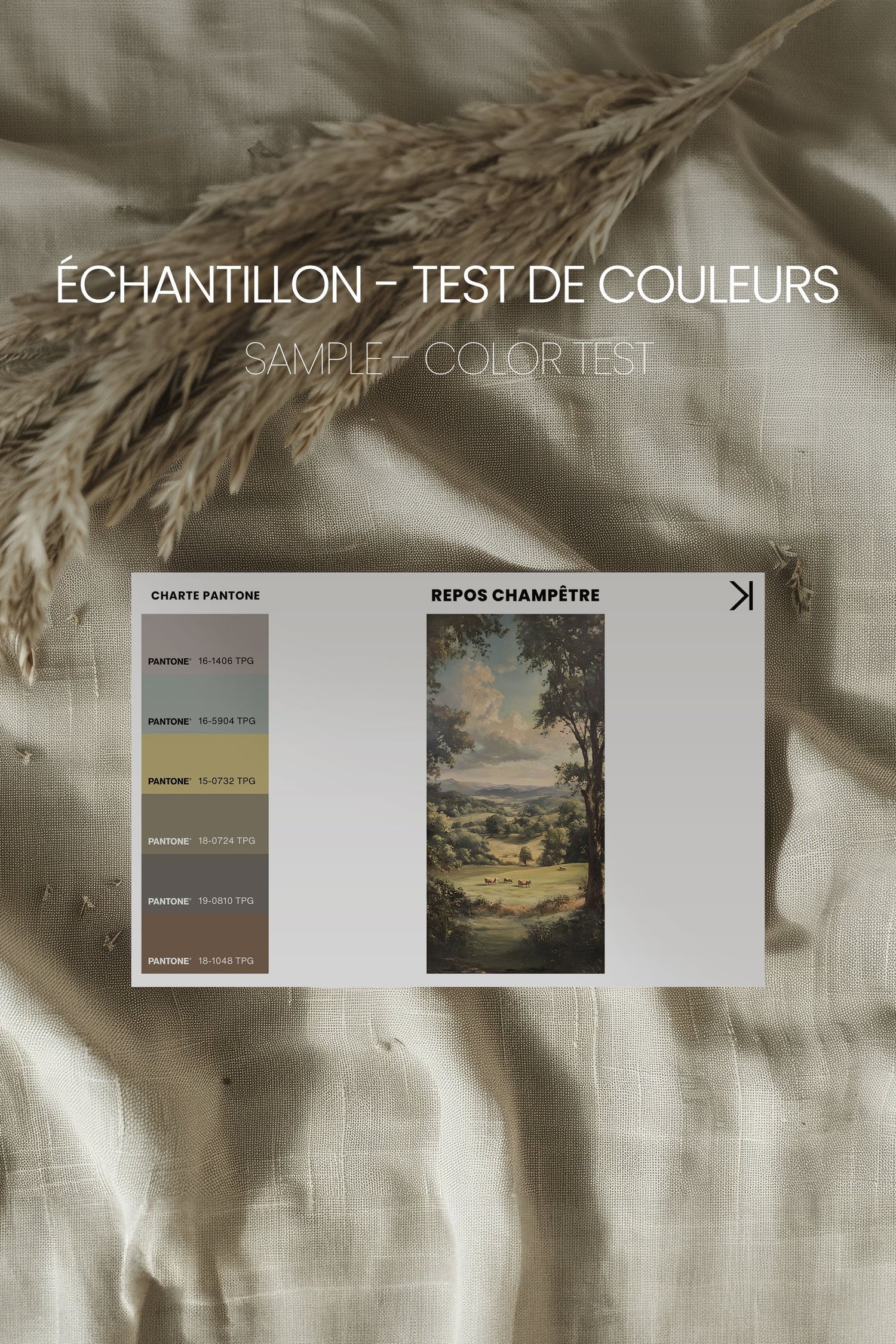 OLEKA CANVAS - REPOS CHAMPÊTRE, Oeuvre sur toile étirée, encadré Brun Noyer