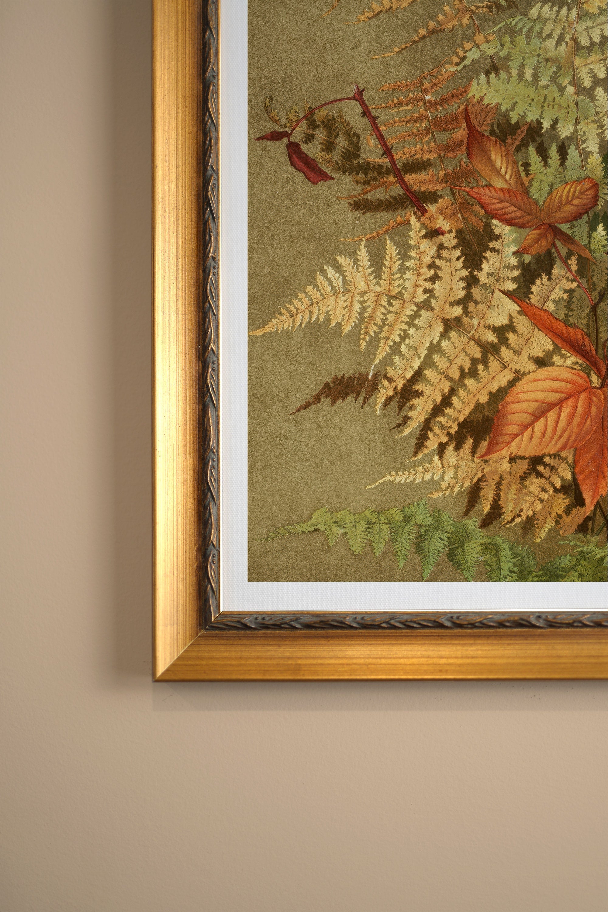LEAF RELIC, Artwork on stretched canvas, framed Vintage Gold