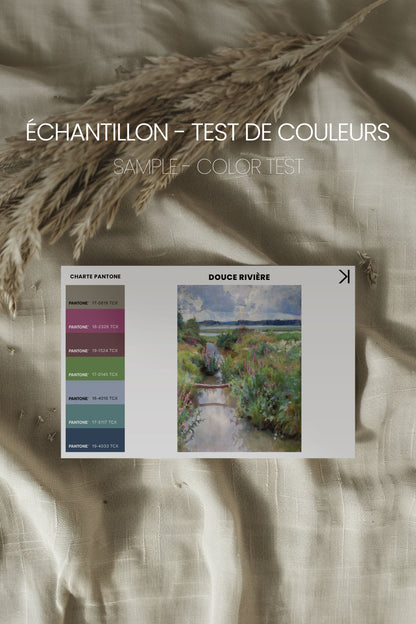 OLEKA CANVAS - DOUCE RIVIÈRE, Oeuvre sur toile étirée, encadré Brun Noyer