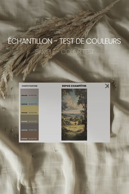 OLEKA CANVAS - REPOS CHAMPÊTRE, Oeuvre sur toile étirée, encadré Noir