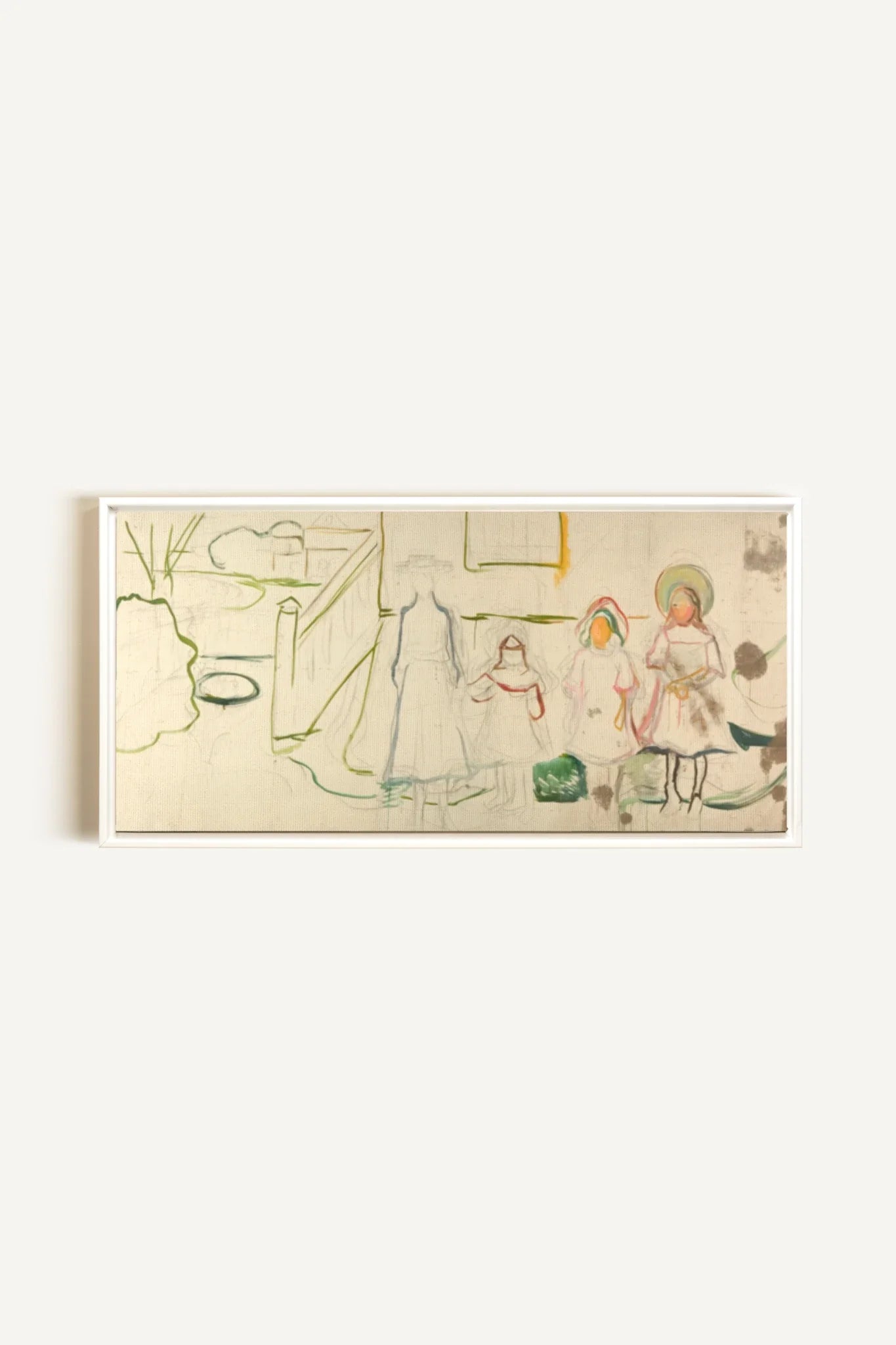 THE ABSENT, Work on stretched canvas, framed in white