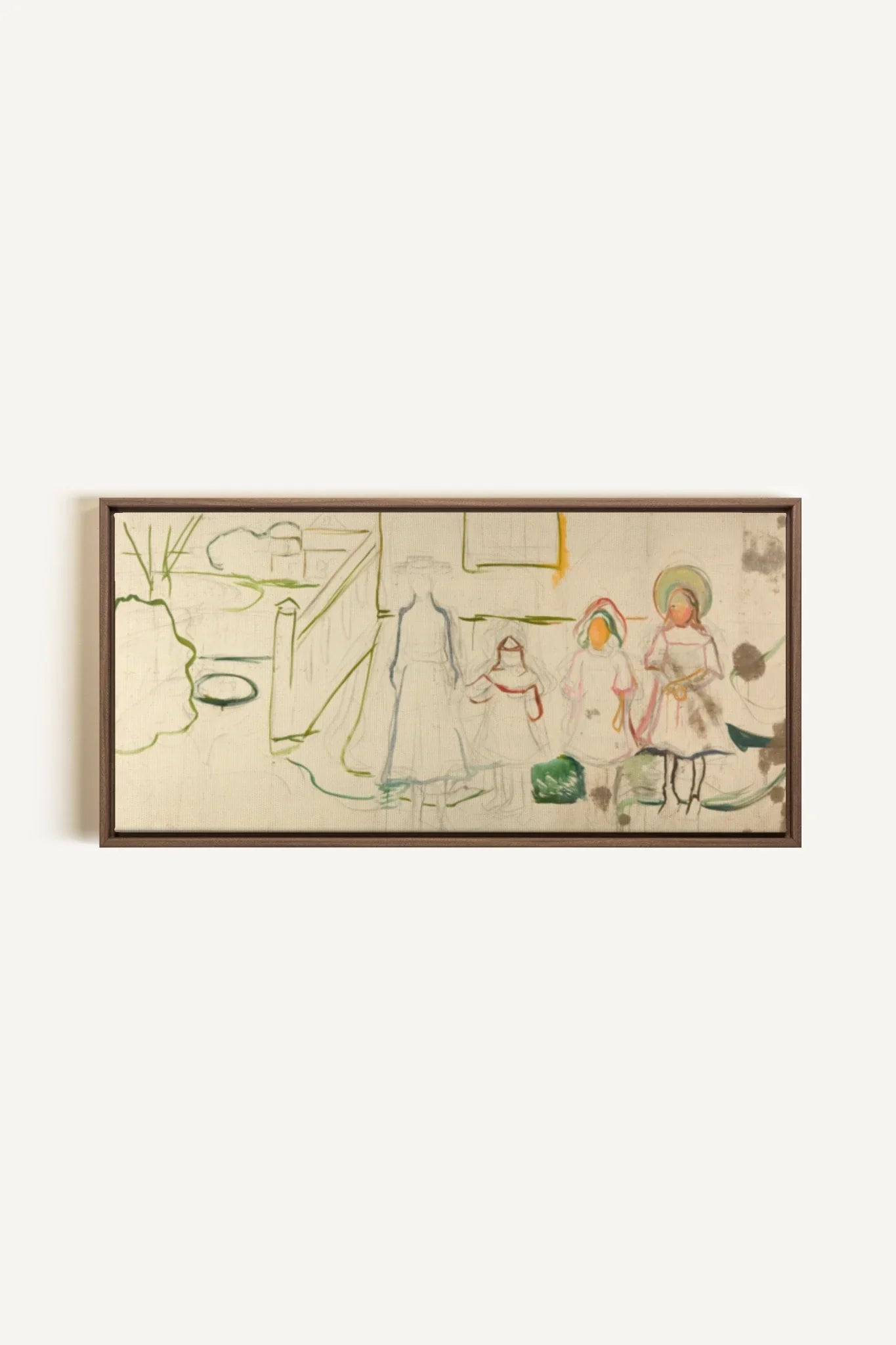 LES ABSENTES, Oeuvre sur toile étirée, encadré Brun Chêne
