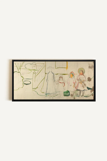 LES ABSENTES, Oeuvre sur toile étirée, encadré Noir