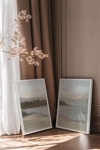 DUO VOILE DE RIVAGE, 2 Works on stretched canvas, framed White