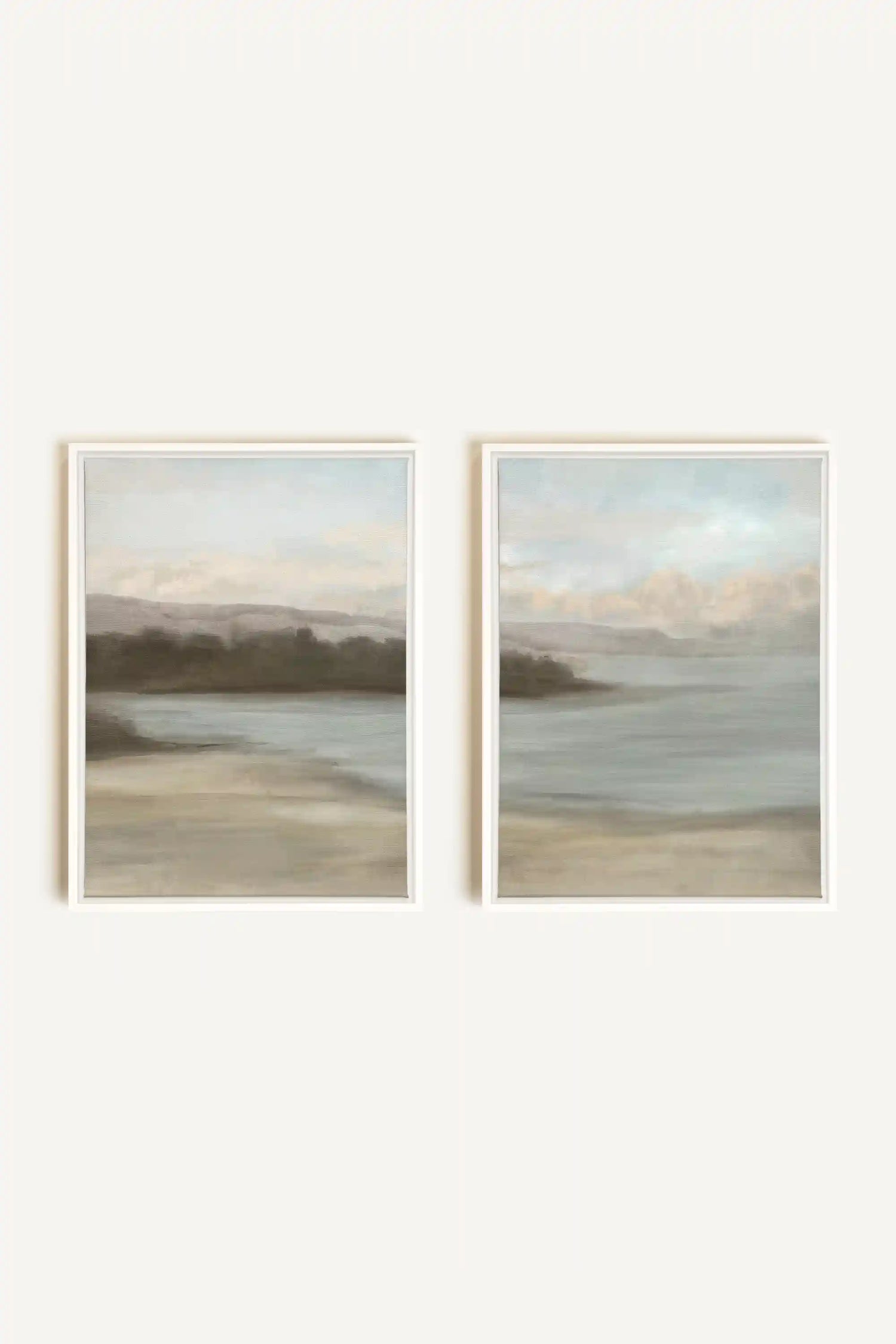 DUO VOILE DE RIVAGE, 2 Works on stretched canvas, framed White