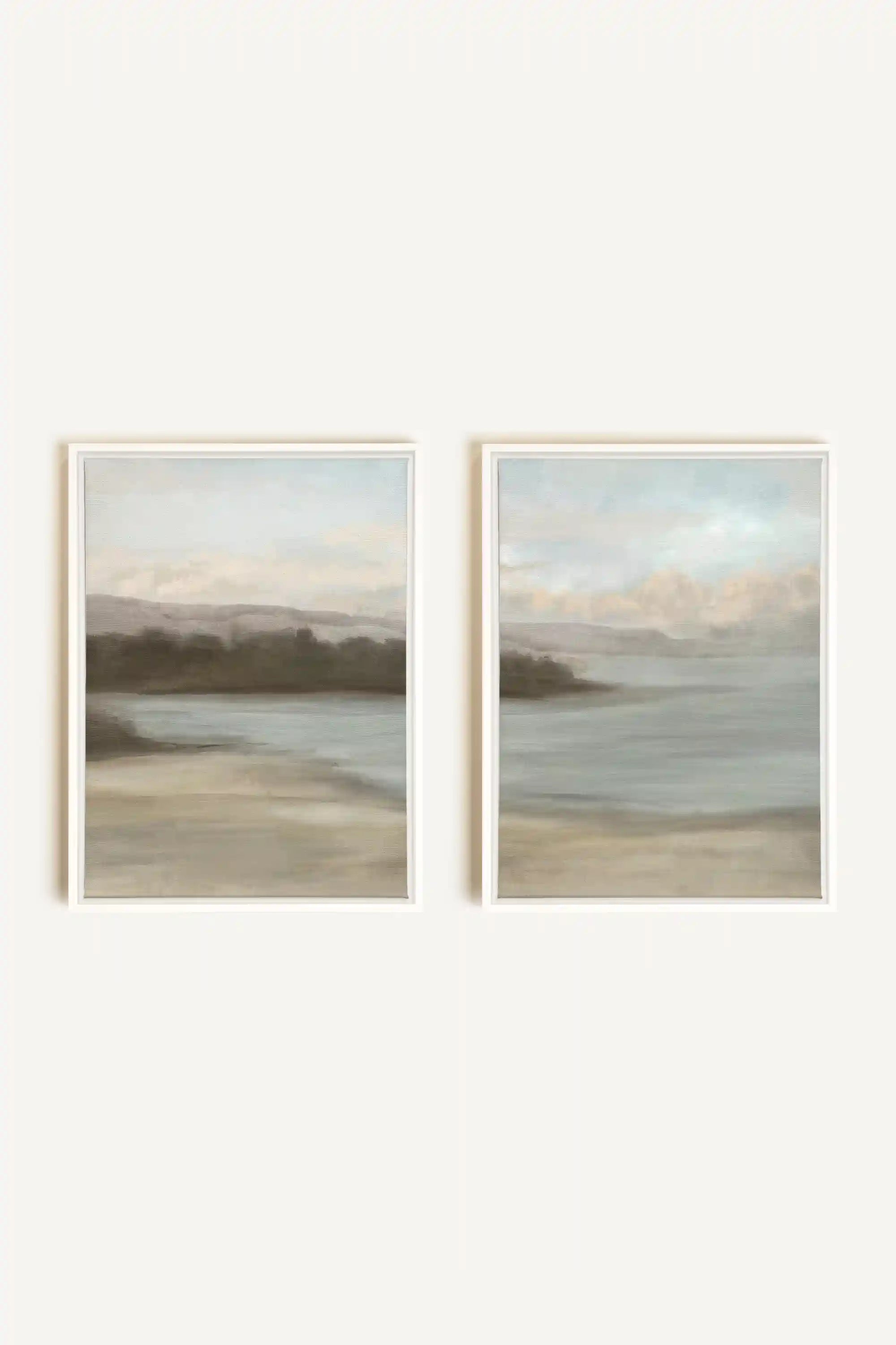 DUO VOILE DE RIVAGE, 2 Works on stretched canvas, framed White