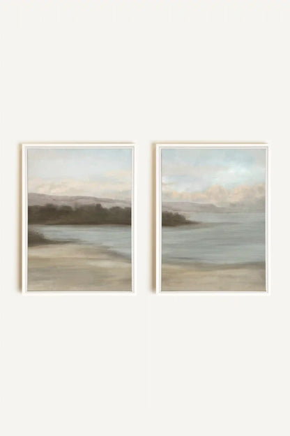 DUO VOILE DE RIVAGE, 2 Works on stretched canvas, framed White