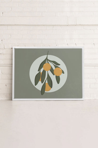 OLEKA CANVAS - LUNAR CITRUS, Oeuvre sur toile étirée, encadré Blanc