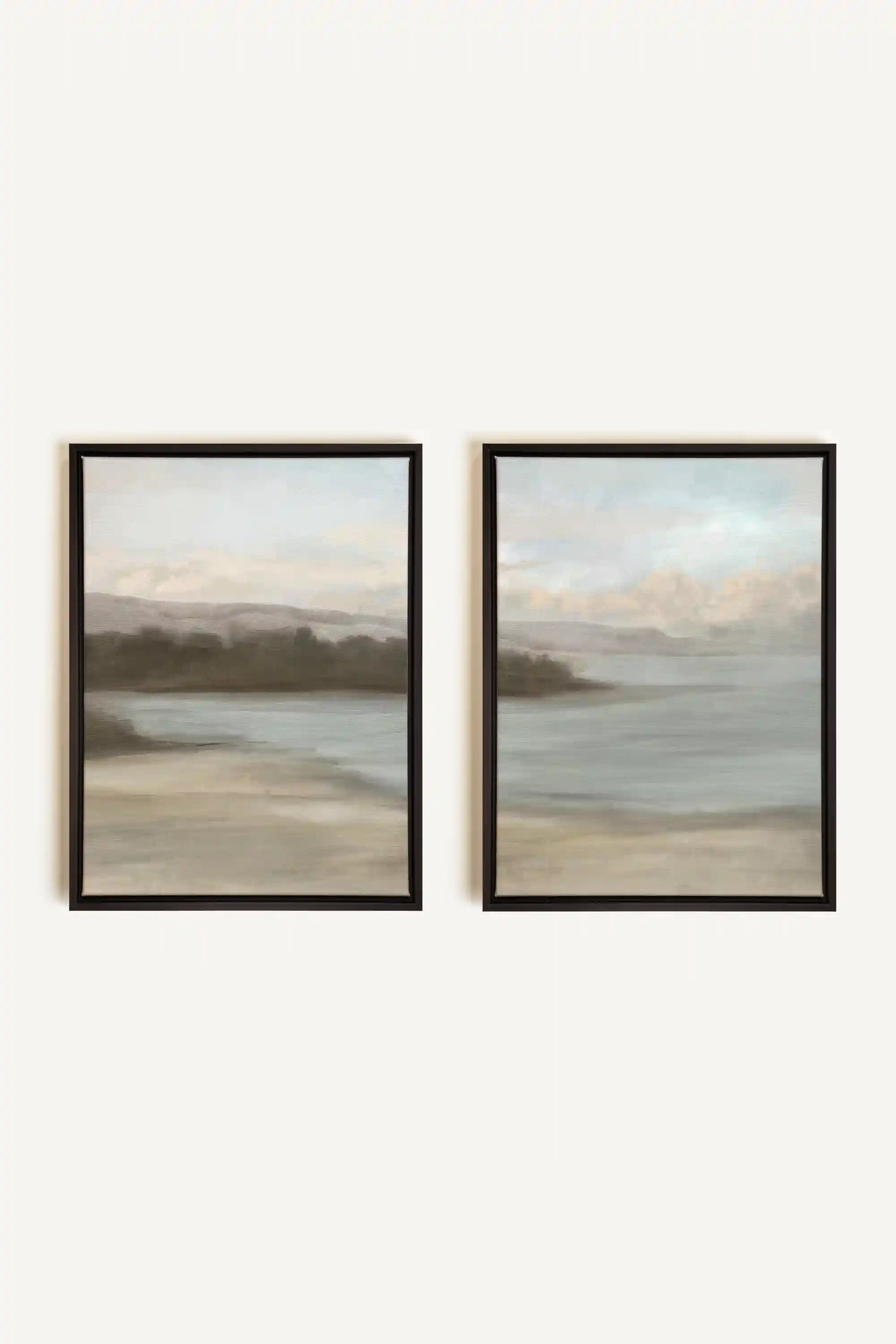 DUO VOILE DE RIVAGE, 2 Oeuvres sur toile étirée, encadré Noir