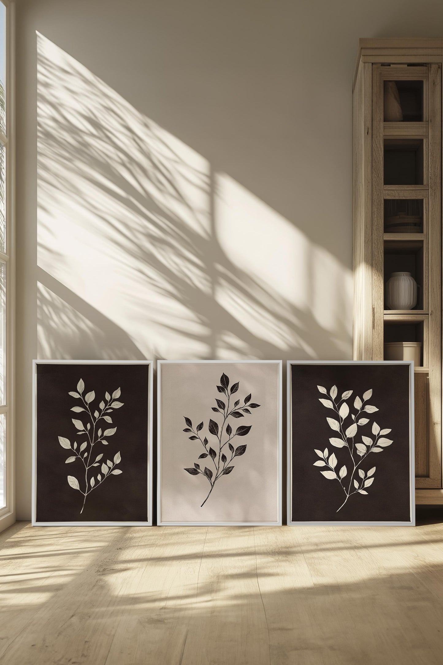 TRIO FEUILLAGE BRUN (3 works on stretched canvas)