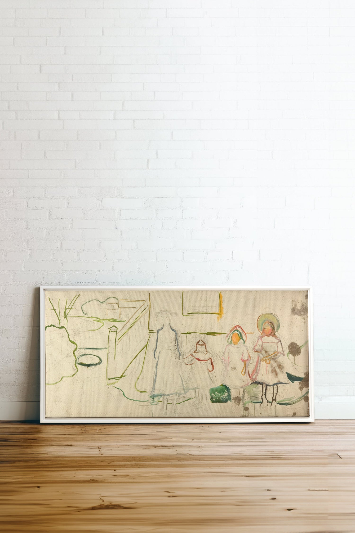 THE ABSENT, Work on stretched canvas, framed in white