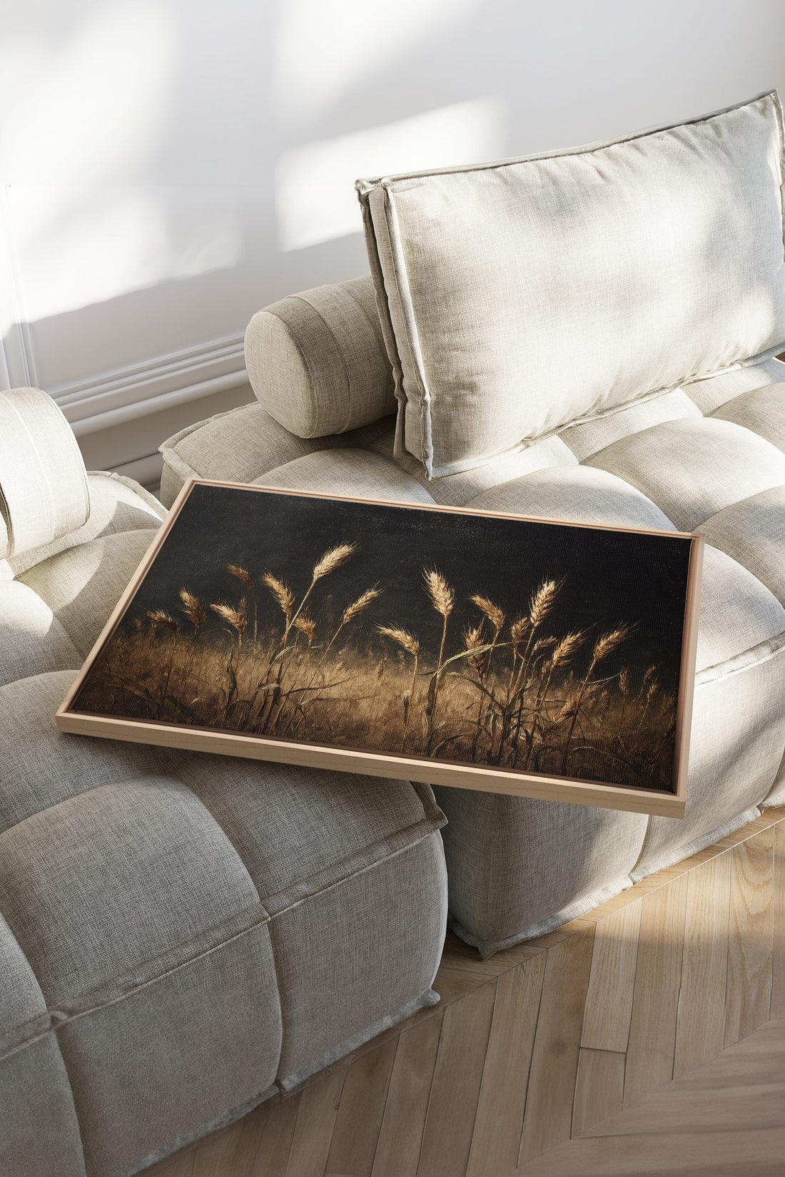 TWILIGHT FIELDS, Work on stretched canvas, framed Naturel Clair