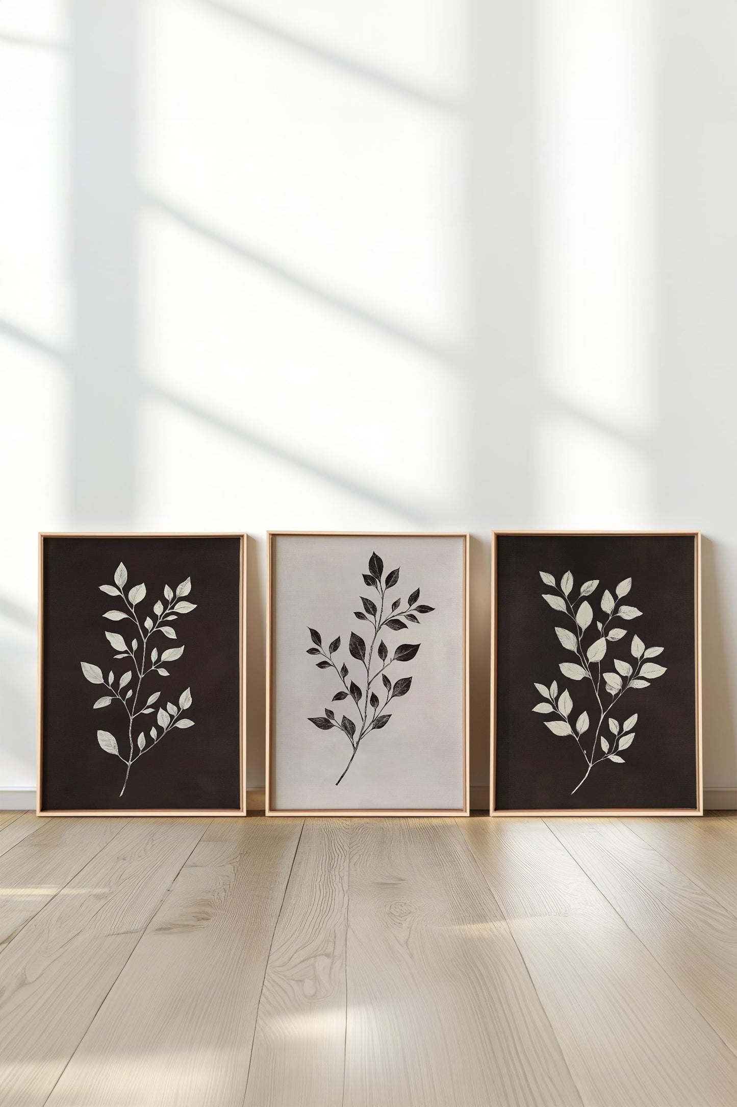 TRIO FEUILLAGE BRUN (3 works on stretched canvas)
