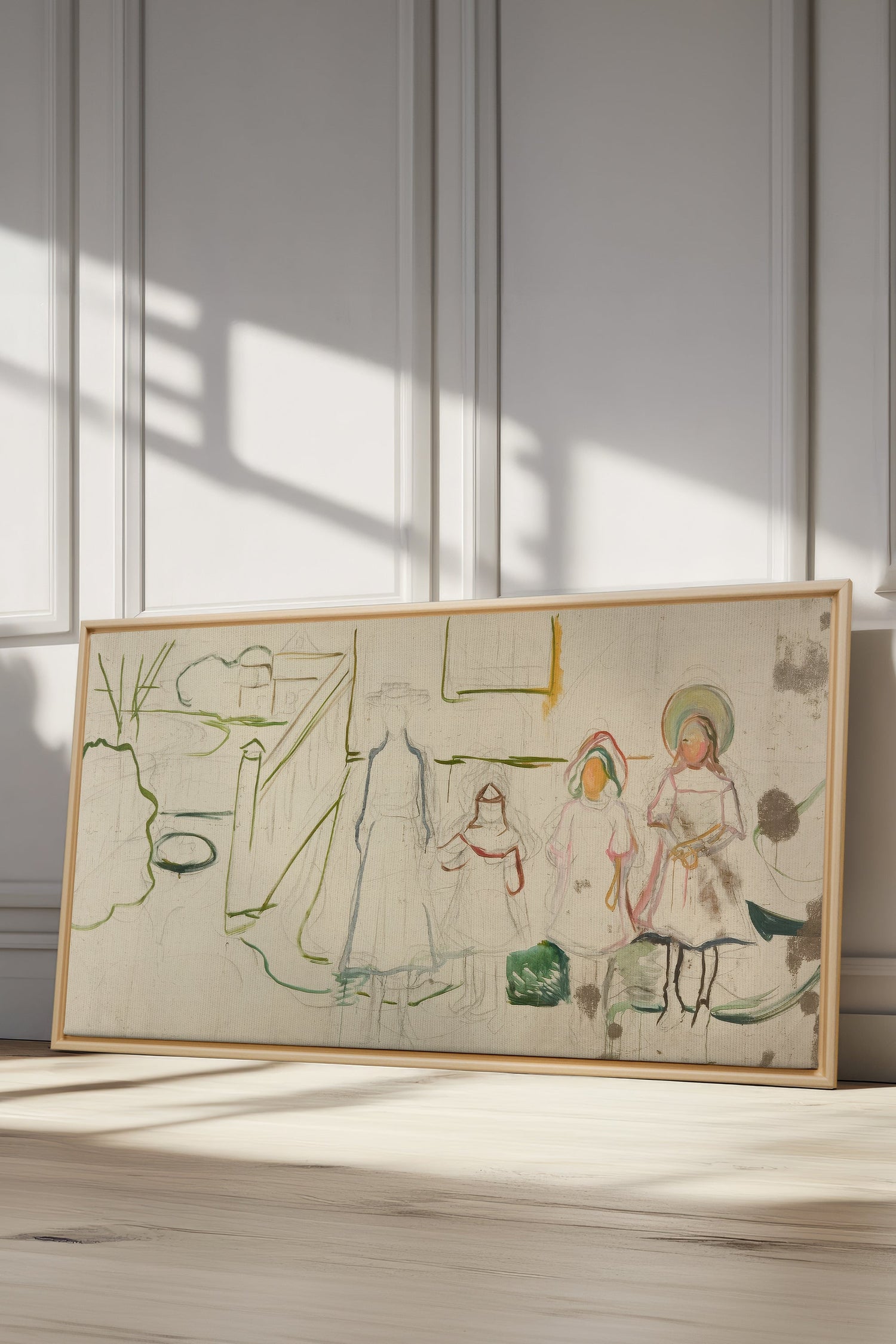 LES ABSENTES, Oeuvre sur toile étirée, encadré Naturel Clair