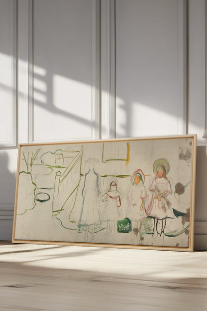 LES ABSENTES, Oeuvre sur toile étirée, encadré Naturel Clair