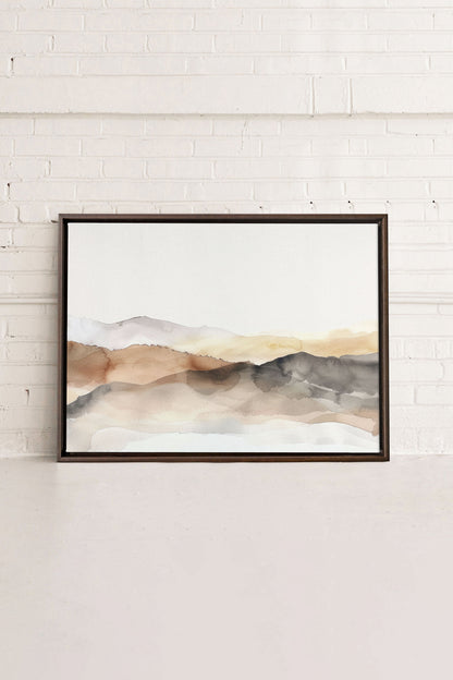 OLEKA CANVAS - MUTED LINES, Oeuvre sur toile étirée, encadré Brun Noyer