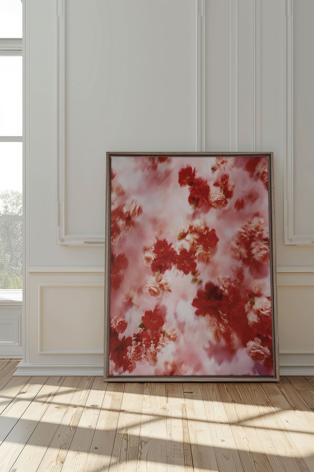 RÊVE ÉCARLATE, Oeuvre sur toile étirée, encadré Brun Chêne