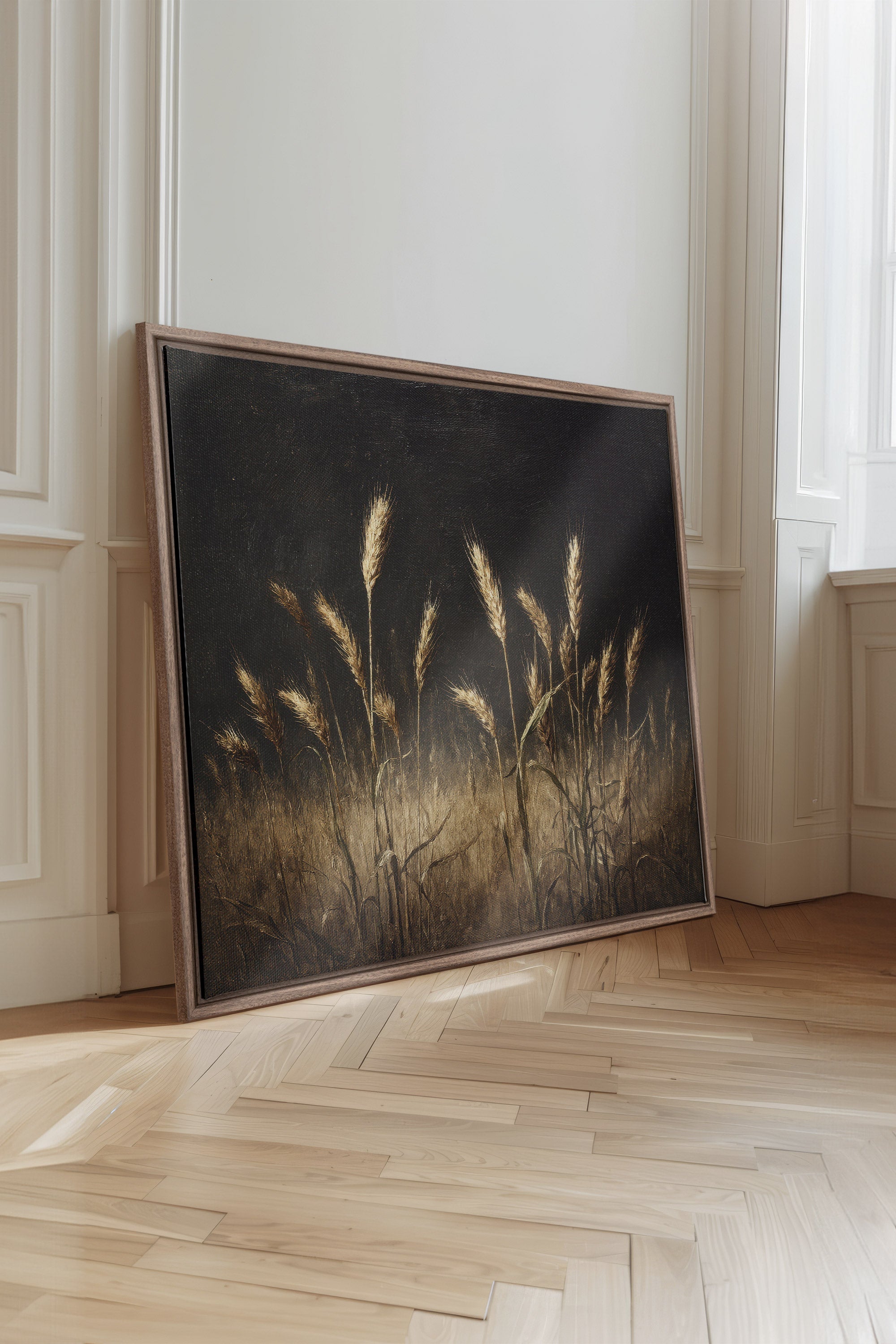TWILIGHT FIELDS, Oeuvre sur toile étirée, encadré Brun Chêne