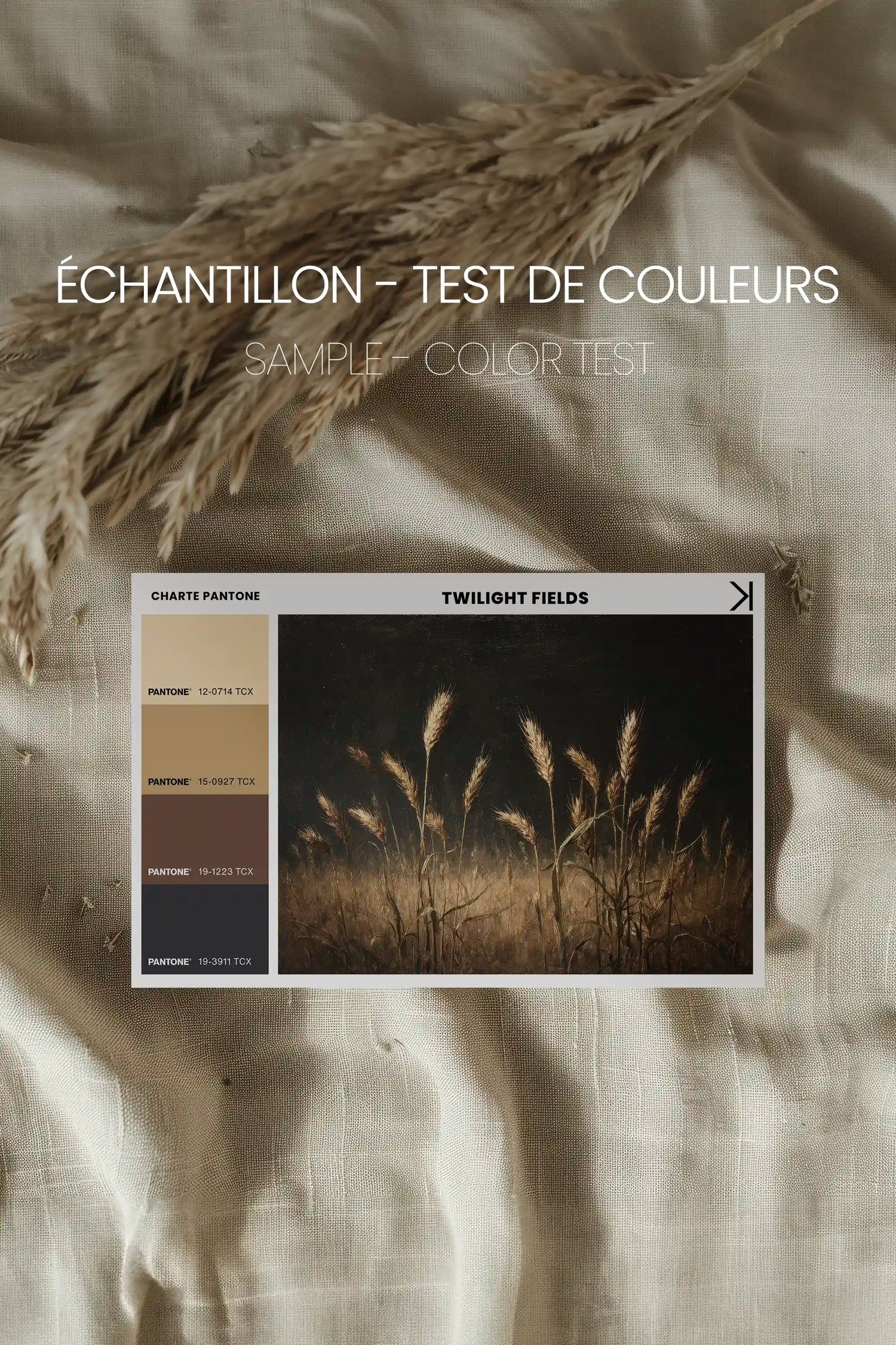 TWILIGHT FIELDS, Oeuvre sur toile étirée, encadré Brun Chêne