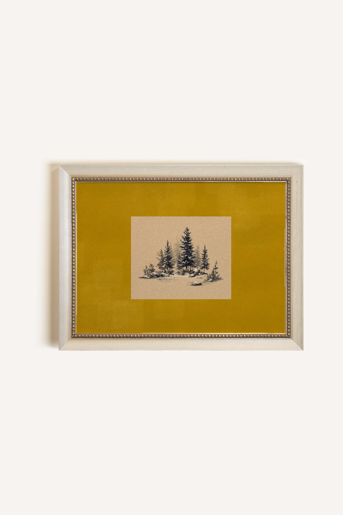 ROOTED CALM, Oeuvre sur toile rigide, encadré Vintage Blanc