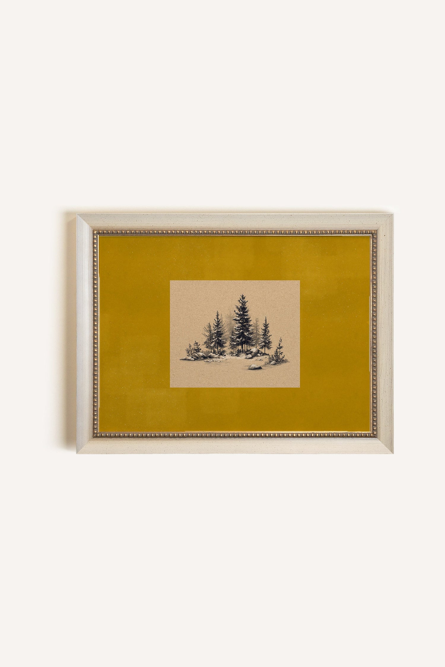 ROOTED CALM, Oeuvre sur toile rigide, encadré Vintage Blanc