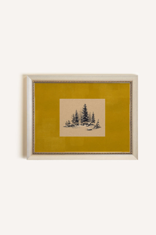 ROOTED CALM, Oeuvre sur toile rigide, encadré Vintage Blanc