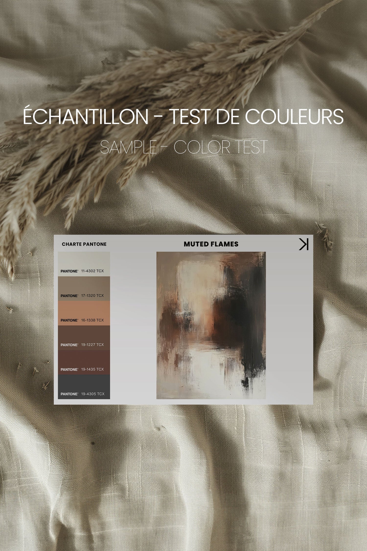 OLEKA CANVAS - MUTED FLAMES, Oeuvre sur toile étirée, encadré Naturel Clair