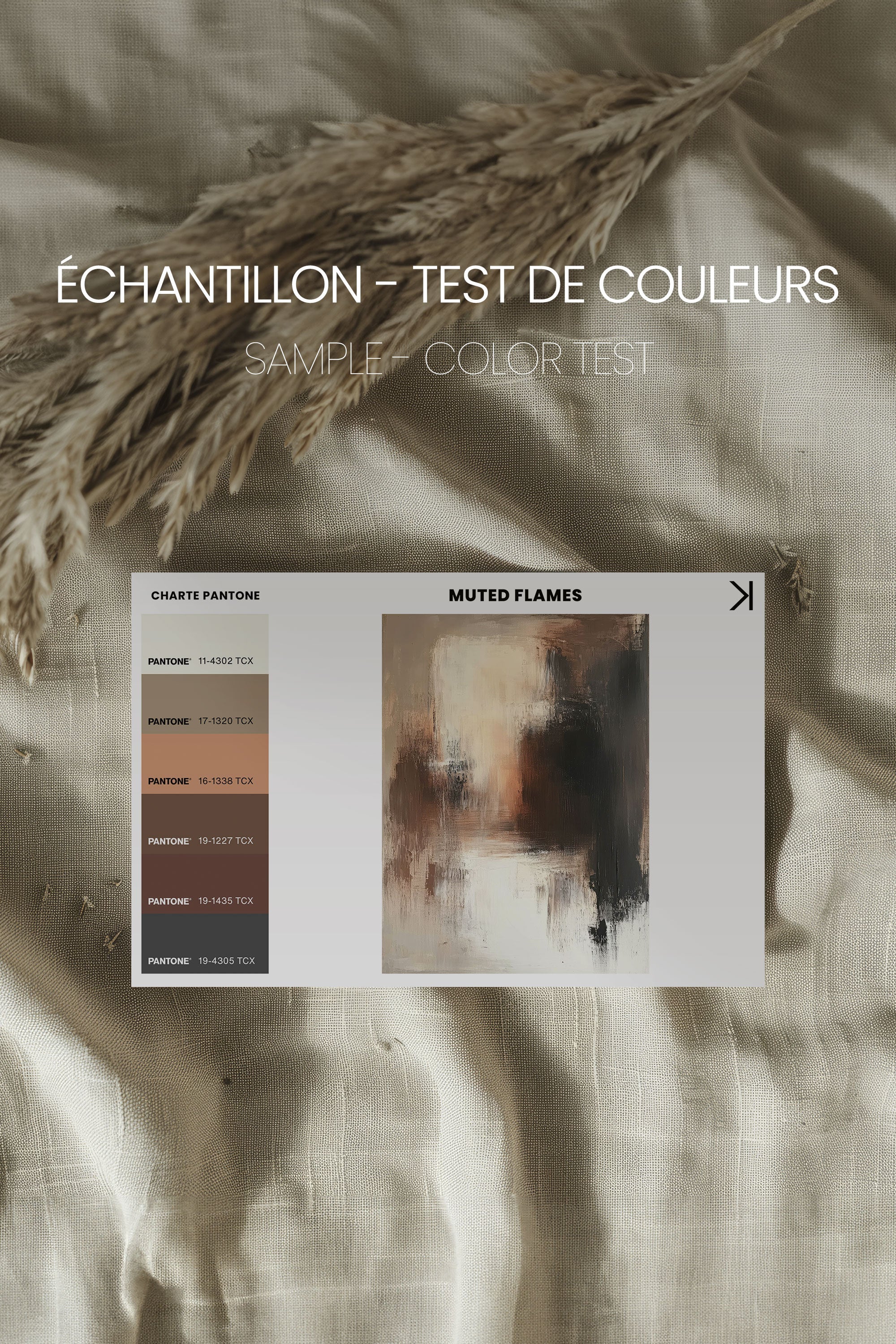 OLEKA CANVAS - MUTED FLAMES, Oeuvre sur toile étirée, encadré Naturel Clair
