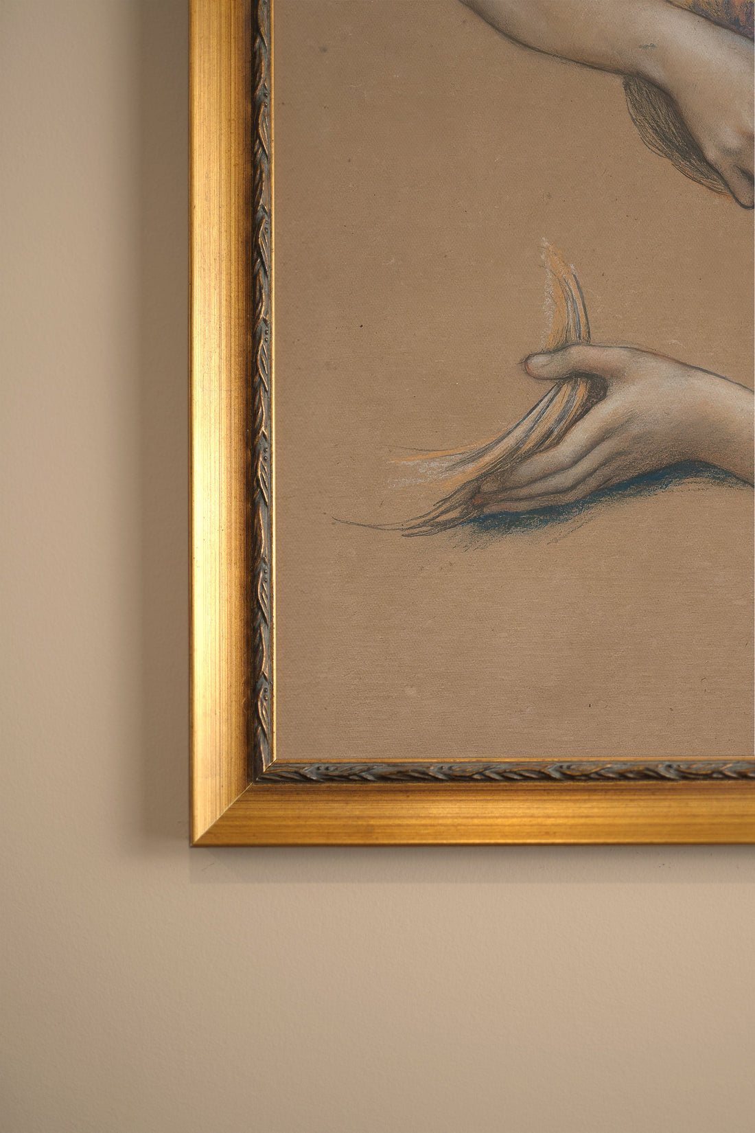 CLASSICAL SKETCH, Artwork on stretched canvas, framed Vintage Gold