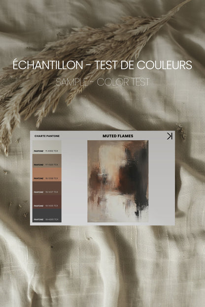 OLEKA CANVAS - MUTED FLAMES, Oeuvre sur toile étirée, encadré Brun Chêne