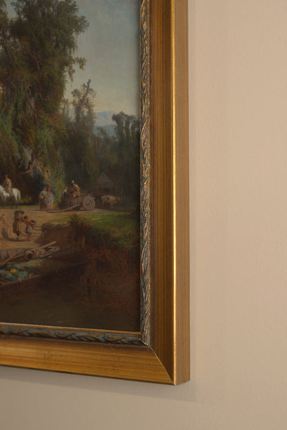 LES RIVES DU TEMPS, Oeuvre sur toile rigide, encadré Vintage Or