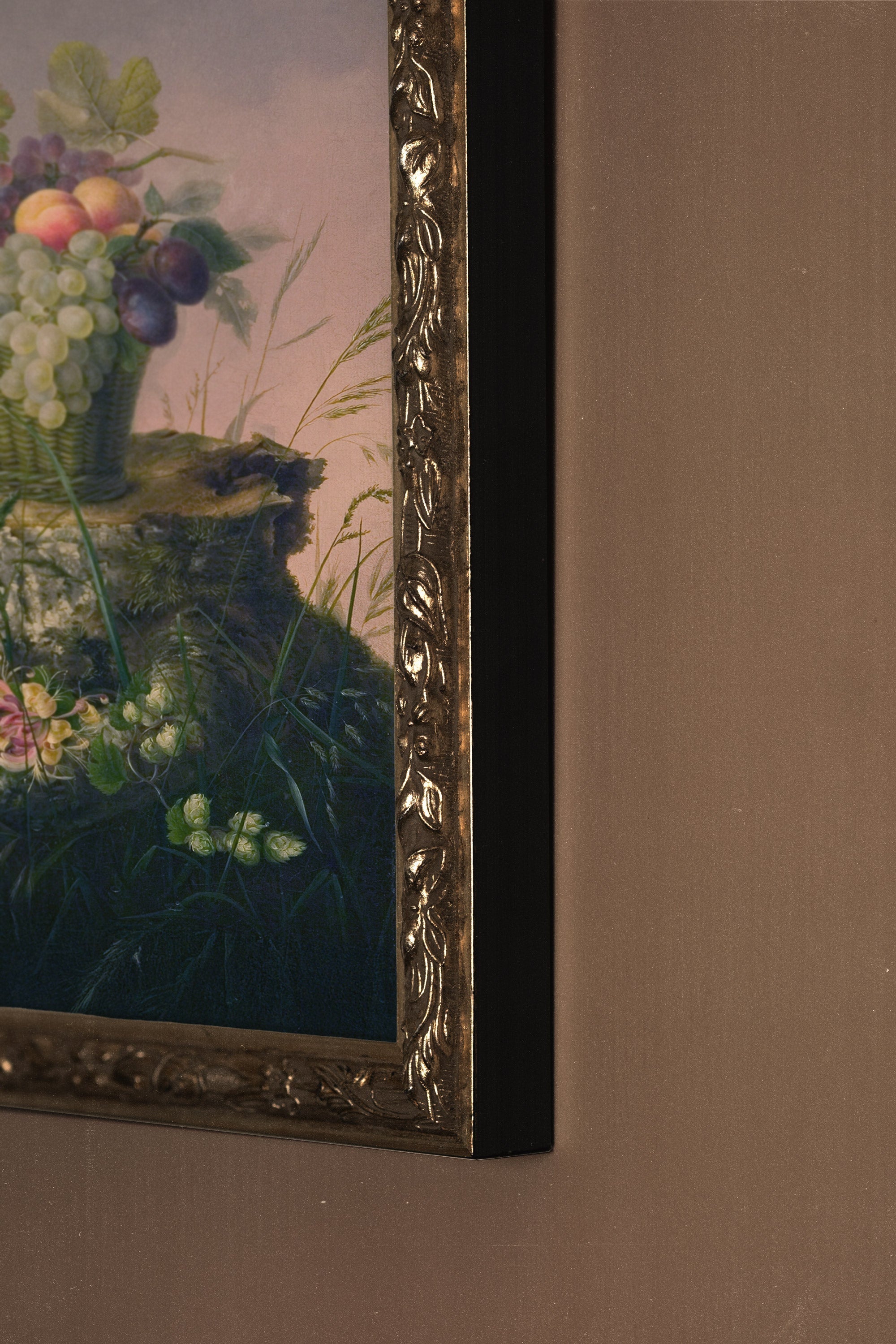 OFFRANDE NATURELLE, Artwork on rigid canvas, framed Vintage Silver