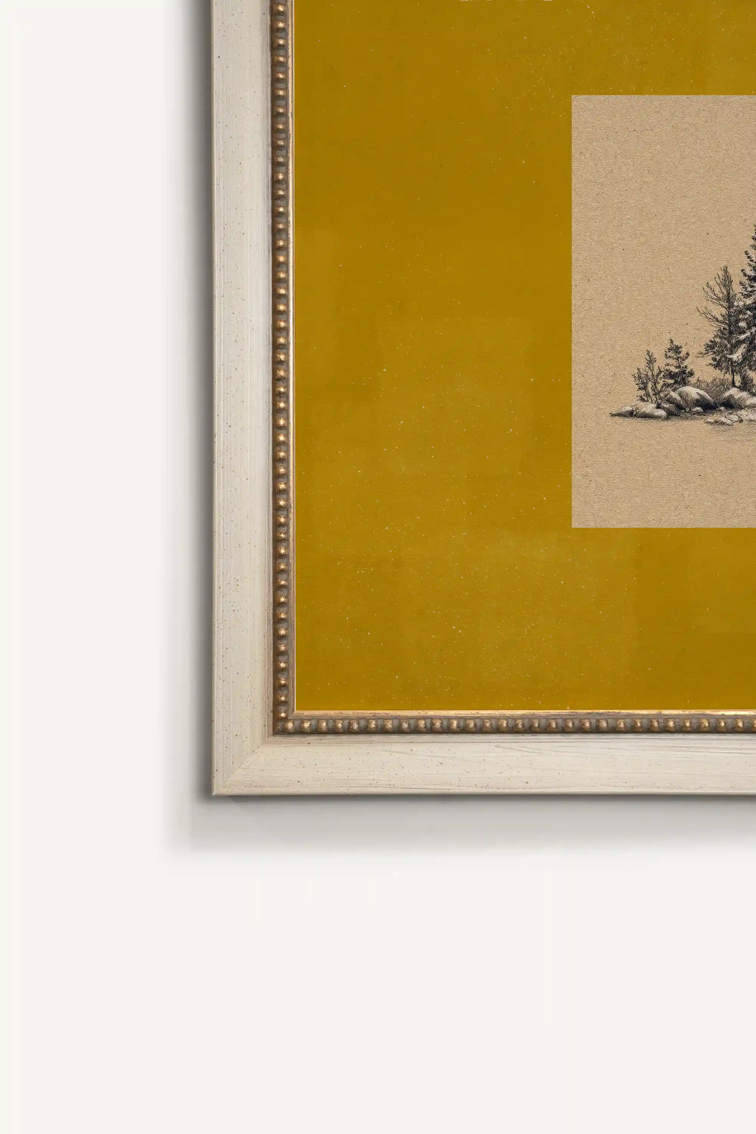 ROOTED CALM, Oeuvre sur toile rigide, encadré Vintage Blanc