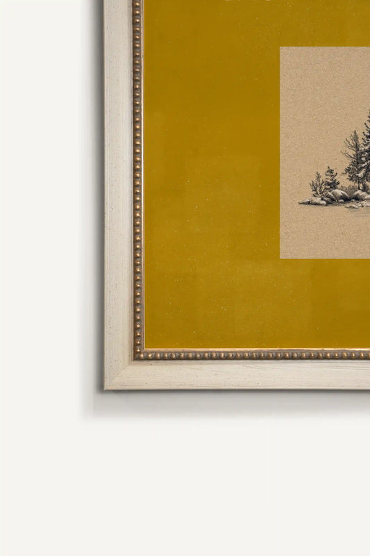 ROOTED CALM, Oeuvre sur toile rigide, encadré Vintage Blanc